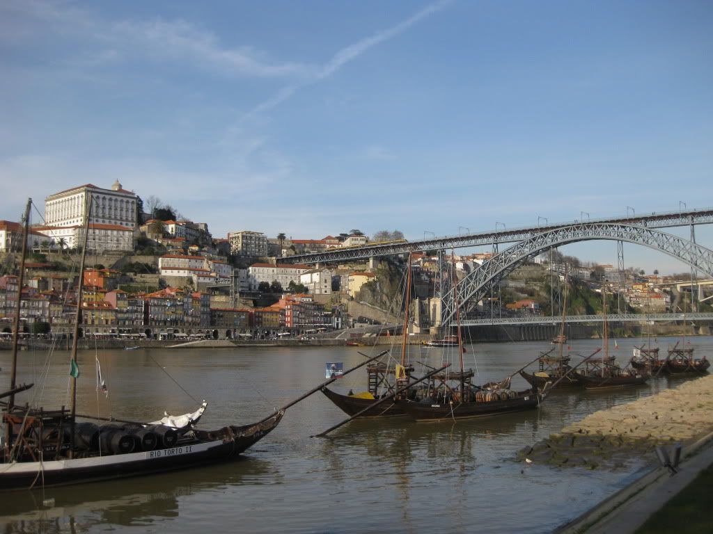 A view of old Oporto, the Douro River and the Dom Luis bridge from Vila Nova de Gaia.