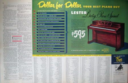 1950 LESTER SPINET PIANO Betsy Ross model vrg print ad  